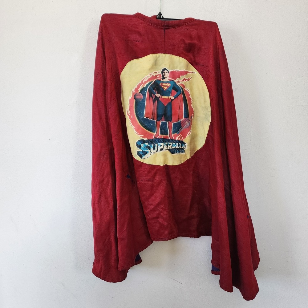 Vintage Superman Cape Halloween Costume Adult One Size